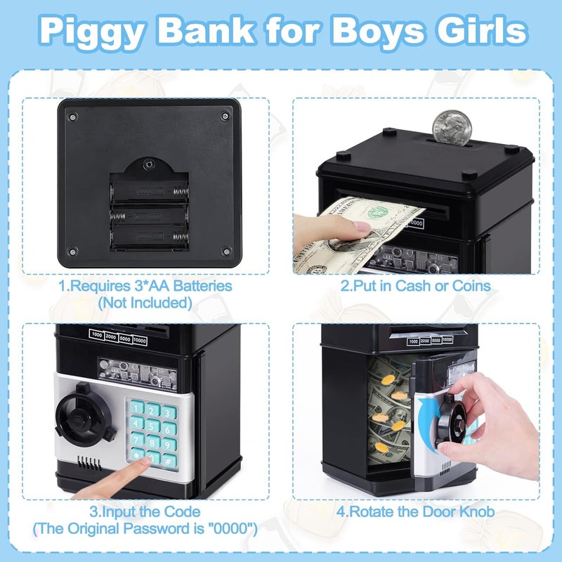 ST ZONE ATM Money Bank Piggy Bank | Electronic Coin & Cash Saving Box with Safe Lock | Cute Educational Toy Gift for Kids Boys & Girls - Image 3